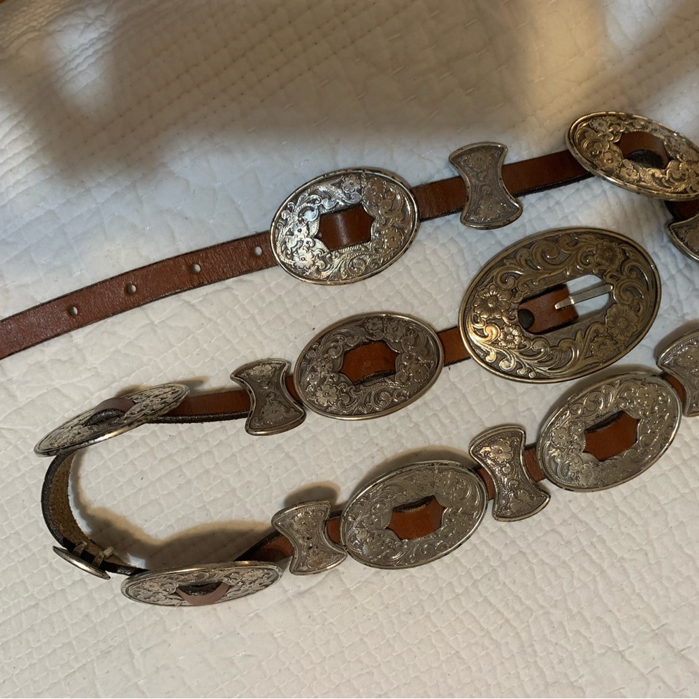 Brown belt with silver